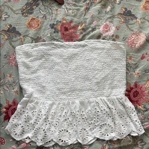 White Eyelet Strapless Top